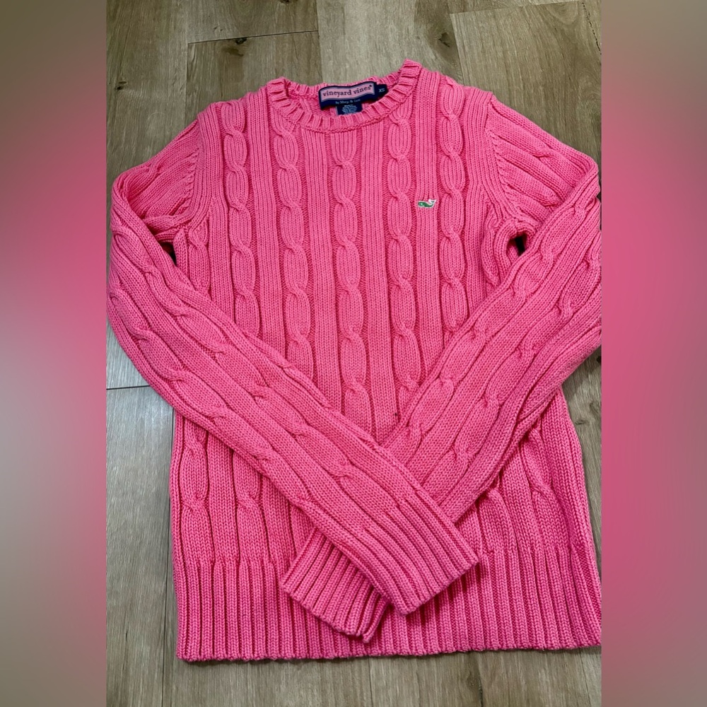 Women’s Vineyard Vines Pink Cotton Blend Cable Knit Sweater - Size XS